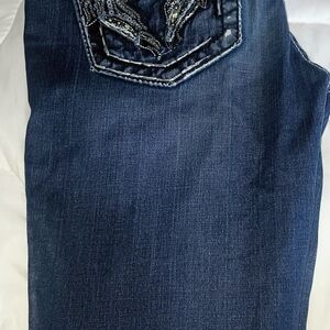 Miss Me Indigo Straight Leg Jeans with Embellished Pockets